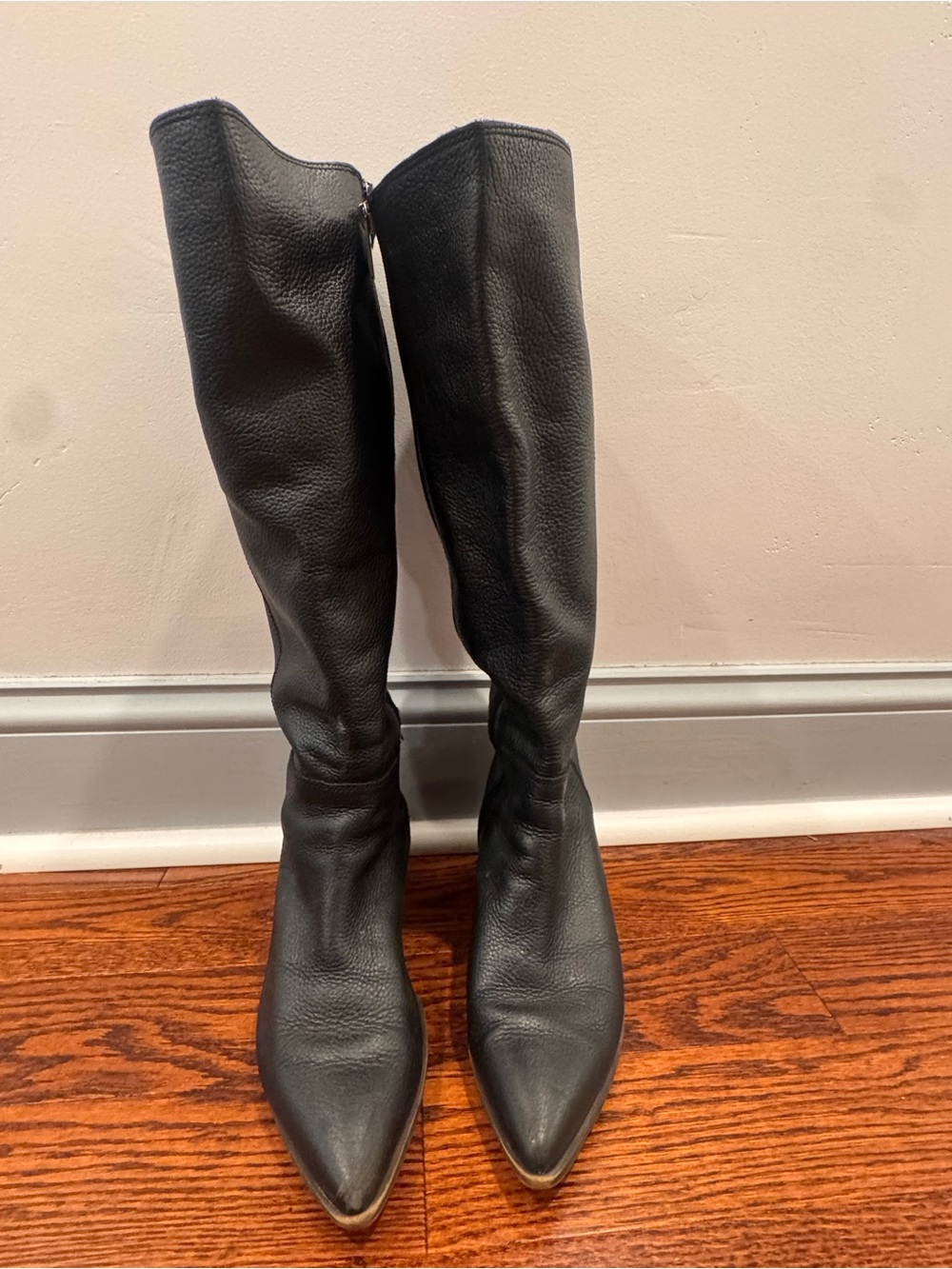 Franco Sarto Black Pointed-Toe Knee Boots